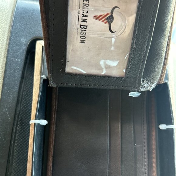 American Bison Brown Genuine Leather Wallet Western Rodeo Cowboy Father’s Day Ne - Picture 5 of 12